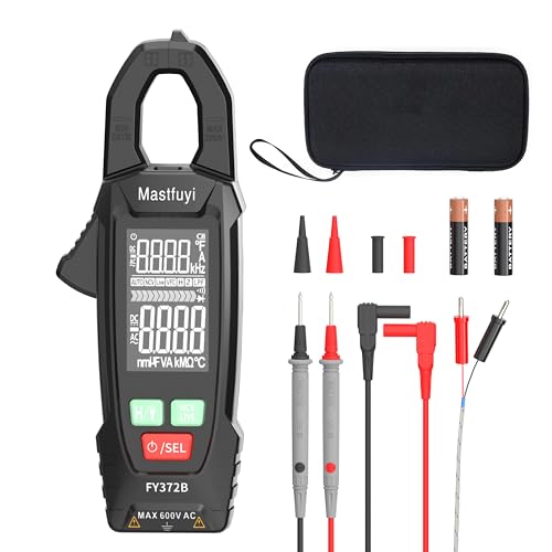 Strommessgerät Digital, Elektrischer Tester AC Strom, Zangenstrommesser TRMS 6000 Zähler, Auto-Range, NCV, Live Wire Test, AC/DC Spannung, Widerstand, Kapazität, Frequenz, Kontinuität, Diode von Mastfuyi