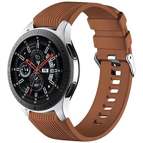 Mastten 22mm Silikon Armband kompatibel mit Samsung Galaxy Watch 3 45mm/Galaxy Watch 46mm/Huawei Watch GT2 46mm, Weiches Silikon Sport Armbänder Ersatzbänder für Männer Frauen, Dunkel Braun von Mastten