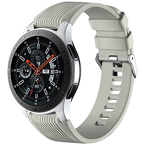 Mastten 22mm Silikon Armband kompatibel mit Samsung Galaxy Watch 3 45mm/Galaxy Watch 46mm/Huawei Watch GT2 46mm, Weiches Silikon Sport Armbänder Ersatzbänder für Männer Frauen, Grau von Mastten