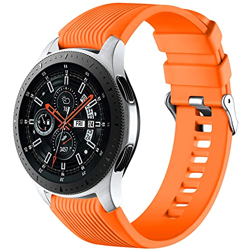 Mastten 22mm Silikon Armband kompatibel mit Samsung Galaxy Watch 3 45mm/Galaxy Watch 46mm/Huawei Watch GT2 46mm, Weiches Silikon Sport Armbänder Ersatzbänder für Männer Frauen, Orange von Mastten