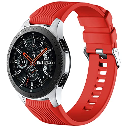 Mastten 22mm Silikon Armband kompatibel mit Samsung Galaxy Watch 3 45mm/Galaxy Watch 46mm/Huawei Watch GT2 46mm, Weiches Silikon Sport Armbänder Ersatzbänder für Männer Frauen, Rot von Mastten