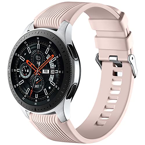 Mastten 22mm Silikon Armband kompatibel mit Samsung Galaxy Watch 3 45mm/Galaxy Watch 46mm/Huawei Watch GT2 46mm, Weiches Silikon Sport Armbänder Ersatzbänder für Männer Frauen, Sand Rosa von Mastten