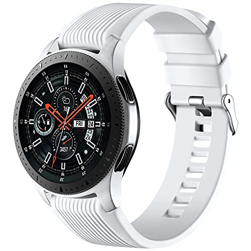 Mastten 22mm Silikon Armband kompatibel mit Samsung Galaxy Watch 3 45mm/Galaxy Watch 46mm/Huawei Watch GT2 46mm, Weiches Silikon Sport Armbänder Ersatzbänder für Männer Frauen, Weiß von Mastten