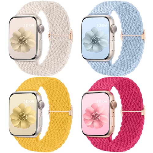 Mastten 4 Stück Geflochtenes Armbänder Kompatibel mit Apple Watch Armband 42mm 41mm 40mm 38mm Damen Herren, Elastisches Nylon Stoff Armband-Sport Solo Loop für iWatch SE Series 10 9 8 7 6 5 4 3 2 1 Mastten 4 Stück Geflochtenes Armbänder Kompatibel mit Apple Watch Armband 42mm 41mm 40mm 38mm Damen Herren, Elastisches Nylon Stoff Armband-Sport Solo Loop für iWatch SE Series 10 9 8 7 6 5 4 3 2 1 von Mastten