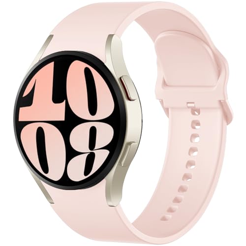 Mastten Kompatibel mit Samsung Galaxy Watch 6 5 4 Armband 40mm 44mm, Weiches Silikon Sport Ersatz Armband für Galaxy Watch 5 pro, Galaxy Watch 6/4 Classic Armband, 20mm Band für Galaxy Watch, Rosa von Mastten