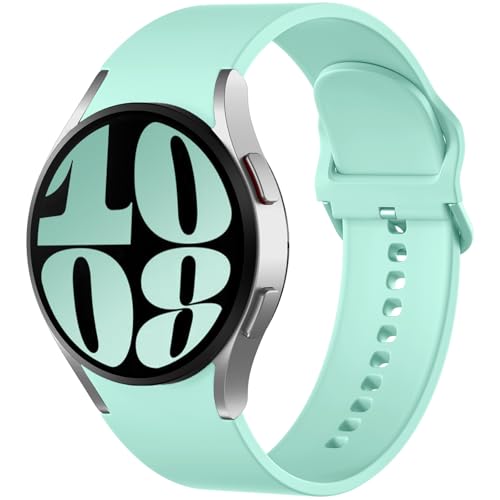 Mastten Kompatibel mit Samsung Galaxy Watch 7 6 5 4 FE Armband 40mm 44mm, Weiches Silikon Armbänder für Galaxy Watch 6 Classic / 4 Classic / 5 Pro, Sport Armband für Damen Herren, Mintgrün von Mastten