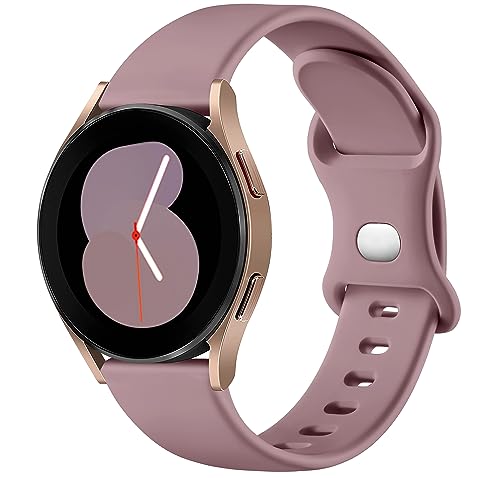 Mastten Silikon Armband kompatibel mit Samsung Samsung Galaxy Watch 4/Watch 5/Watch 6 40mm 44mm, 20mm Sport Band Doppelloch-Schnalle Armbänder für Galaxy Watch Active 2 40mm 44mm, Rauchviolett von Mastten