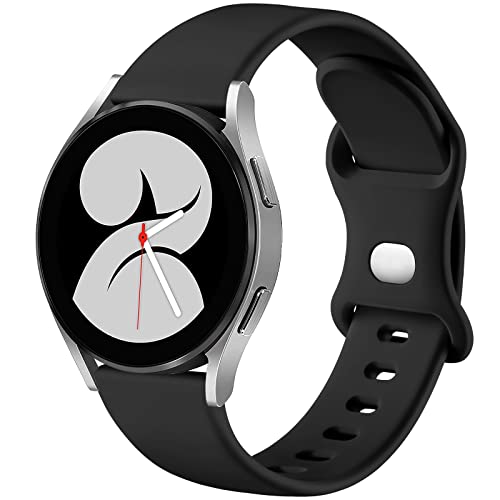 Mastten Silikon Armband kompatibel mit Samsung Samsung Galaxy Watch 4/Watch 5/Watch 6 40mm 44mm, 20mm Sport Band Doppelloch-Schnalle Armbänder für Galaxy Watch Active 2 40mm 44mm, Schwarz von Mastten