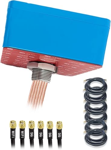Maswell 6-in-1 4X4 MIMO 5G + WiFi 7 2X2 MIMO Außenantenne, Low Gain 3dBi 700-6000 MH in, mit WiFi 6E, Bluetooth, WiMAX und Zigbee, Schraub- und Klebemontage, SMA-Stecker und RP-SMA-Verbindungsgerät von Maswell