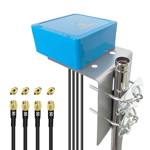 Maswell LTE Antenne Outdoor 4X4 MIMO, Omni 700-6000 MHz | Moderate 3dBi | GSM 4G+ LTE 5G NR | WiFi 6 Bluetooth WiMAX Zigbee | Schraub- und Klebemontage SMA-Stecker & TS9 für IoT M2M Ersatzantenne von Maswell