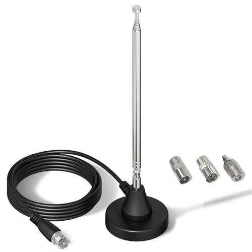 Maswell DAB DAB+ Antenne UKW Radioantenne Digitale Teleskopantenne für den Innenbereich mit Magnetfuß Verlängerungskabel für 75 Ohm FM Radio Tuner Stereo AV- HiFi-Empfänger von Maswell