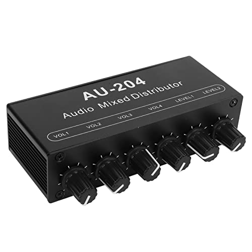 Stereo-Audio-Splitterbox, Mini-Vorverstärker, Kopfhörer-Verstärker, 2-Wege-Eingang, 4-Wege-Ausgang, 3,5 mm von Masyrt