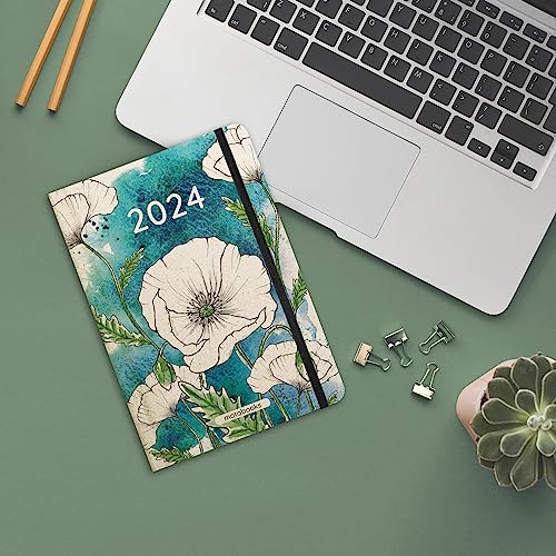 matabooks - Veganer Kalender A5 aus nachhaltigem Graspapier Samaya 2024 Farbe: Poppy White (DE/EN) von Matabooks