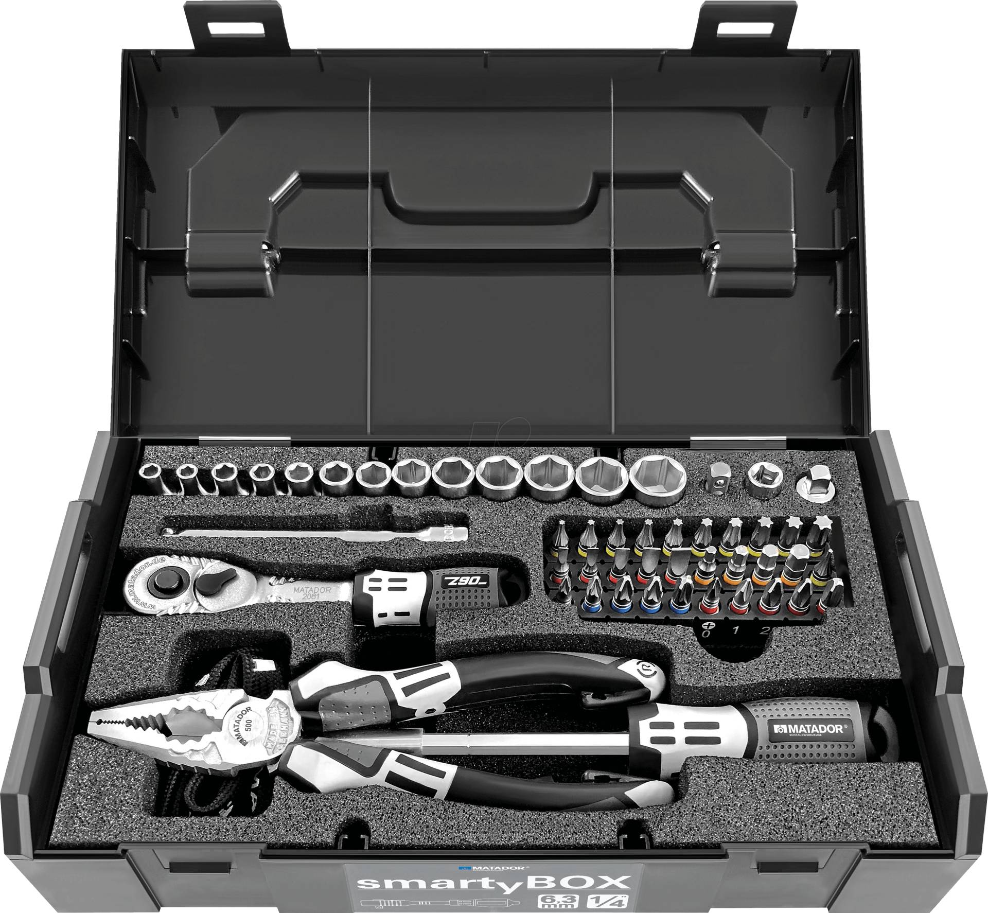 MAT 8145 2115 - Werkzeugsatz smartyBOX S1 Universal, Ratsche, Knarre, 61-teilig von Matador