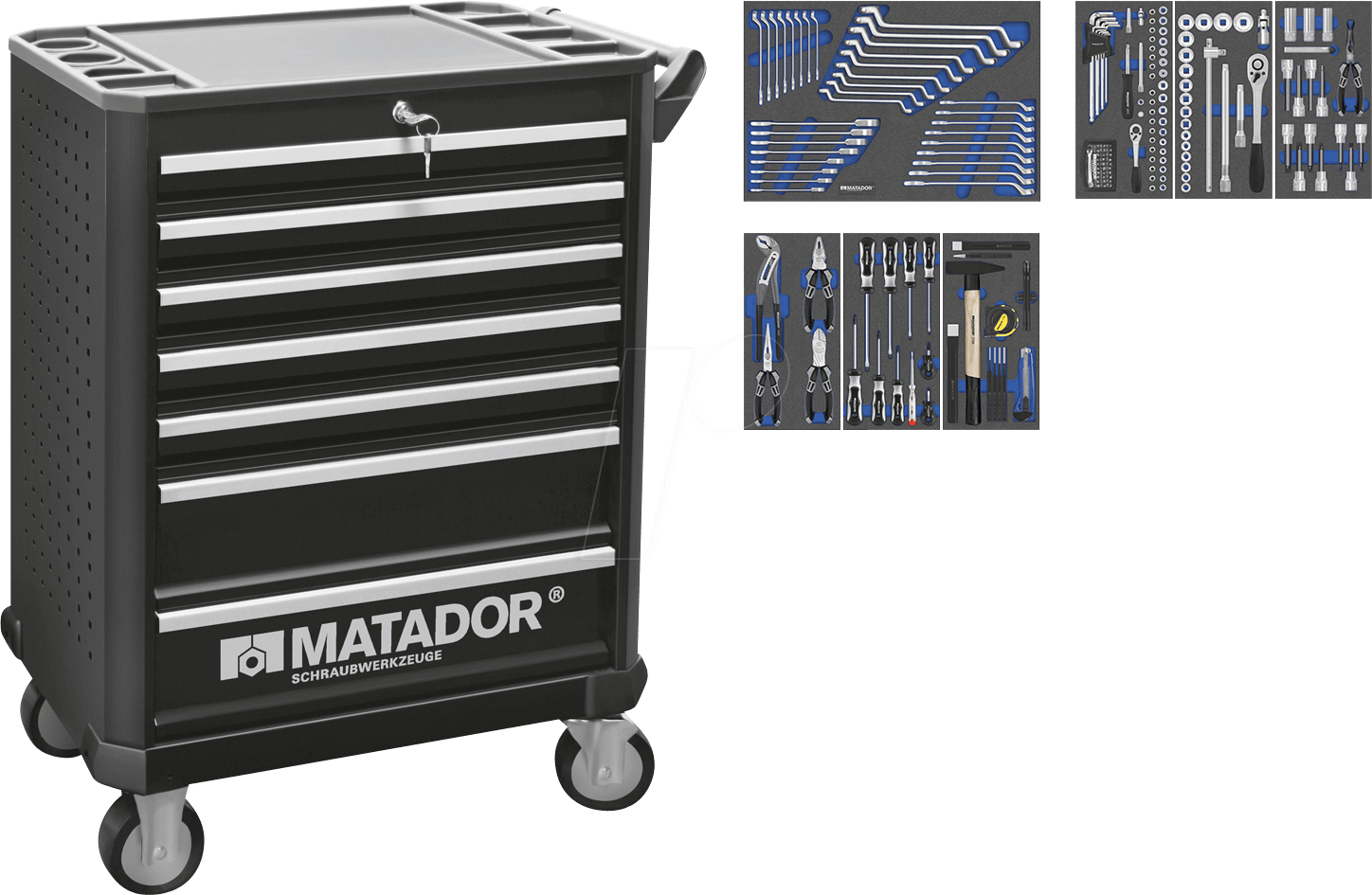 MAT 8163 9560 - Werkstattwagen, Metall,  1030x785x470 mm, bestückt, 182-teilig von Matador