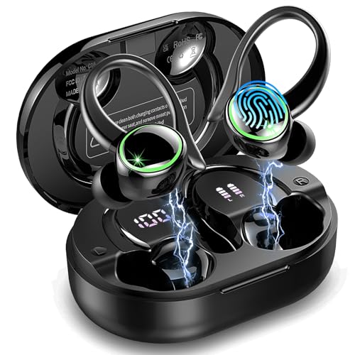 Bluetooth Kopfhörer Sport, Kopfhörer Kabellos Bluetooth 5.3 mit 4 ENC Noise Cancelling Mic, 50 Std Kabellose Kopfhörer in Ear mit HiFi Stereo, IP7 Wasserdicht, Bluetooth Ohrhörer LED Anzeige, USB-C von Matast