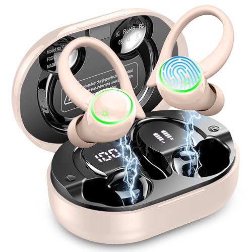 Matast Bluetooth Sport-Kopfhörer, Bluetooth 5.3 Kopfhörer mit Geräuschunterdrückung, 50 Stunden kabellose Stereo-Kopfhörer mit Mikrofon, kabellose Kopfhörer mit LED-Display, Bluetooth-Kopfhörer IP7 von Matast