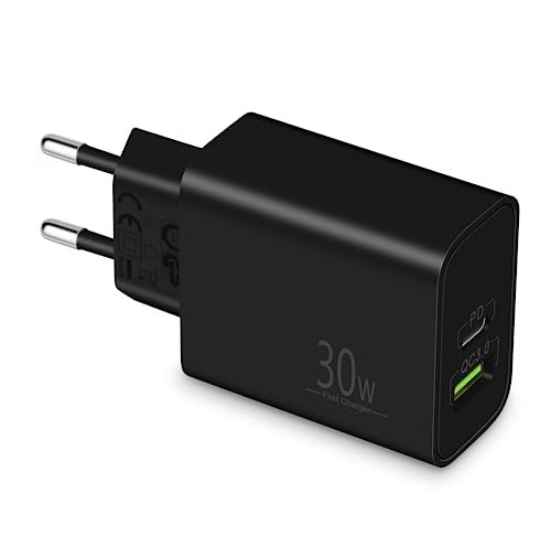 MatauMahi 30W USB C Ladegerät mit 2 Ports (Typ-C/A), Schnellladegerät/Adapter mit PD3.0/QC3+/PPS, USB C Netzteil/Stecker, Kompatibel mit Samsung S24/S23/S22, Google Pixel 8/7/6, iPhone 15/14/13/iPad von MatauMahi