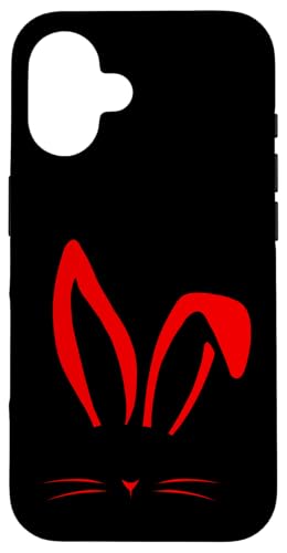 Rote Grafik mit unsichtbarem Häschen in Rot Hülle für iPhone 16 von Match Red Color Graphic Tee