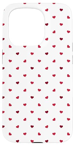 Hülle für iPhone 15 Pro Elegante minimalistische Herzen Rot Weiß Muster Valentinstag von Merch von Amazon