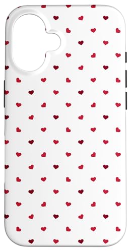 Hülle für iPhone 16 Elegante minimalistische Herzen Rot Weiß Muster Valentinstag von Merch von Amazon