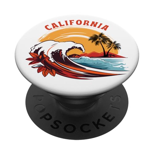 Retro Sunset California Surfen PopSockets Klebender PopGrip von Matching Family Beach Vacations Surf