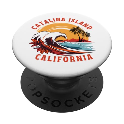Retro Sunset Catalina Island California Surfen PopSockets Klebender PopGrip von Matching Family Beach Vacations Surf