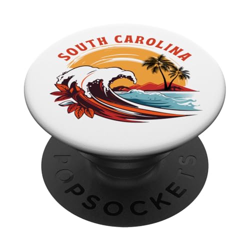 Retro Sunset South Carolina Summer Surfen PopSockets Klebender PopGrip von Matching Family Beach Vacations Surf