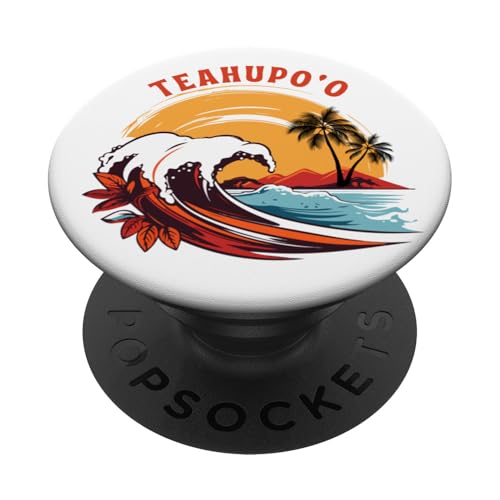 Retro Sunset Teahupo'o Sommer Surfen PopSockets Klebender PopGrip von Matching Family Beach Vacations Surf