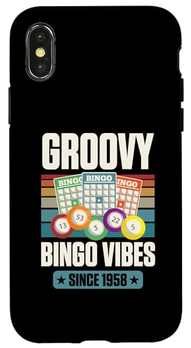 Groovy Bingo Vibes Seit 1958 Bingo Geburtstag Geburtsjahr Hülle für iPhone X/XS von Matching Retro Bingo Squad Birthday Party Supplies