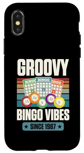 Groovy Bingo Vibes Seit 1987 Bingo Geburtstag Geburtsjahr Hülle für iPhone X/XS von Matching Retro Bingo Squad Birthday Party Supplies