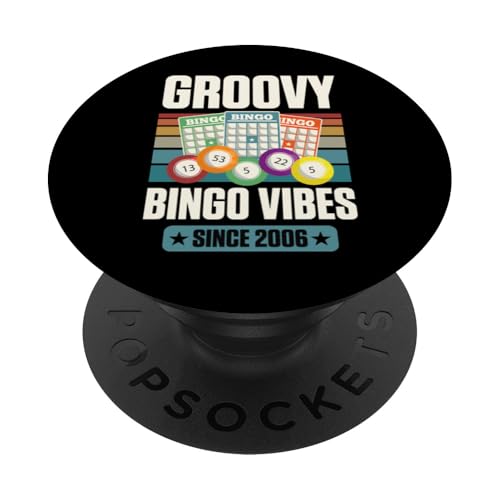 Groovy Bingo Vibes Seit 2006 Bingo Geburtstag Geburtsjahr PopSockets Klebender PopGrip von Matching Retro Bingo Squad Birthday Party Supplies