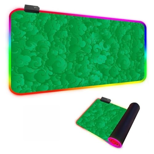 Mateju Bequem Glatt RGB Mousepad, rutschfeste Gummibasis Mauspad, Mousepad XXL/XL/l 14 Beleuchtungs Modi und 7 LED Farben, Gaming Mauspad mit Vernähte Kanten (Grün,700x300x4mm) von Mateju