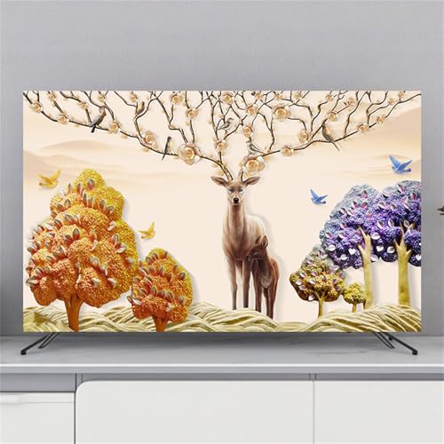 Mateju Elch TV-Staubschutz, 32-85-Zol TV-Abdeckung Waschbar Staubschutzhülle, Hülle Bezug für Kristallsamt Künstlerische Blumen, Hängend/Desktop Universa Weiche TV-Hülle (32 Zoll,Elch6) von Mateju