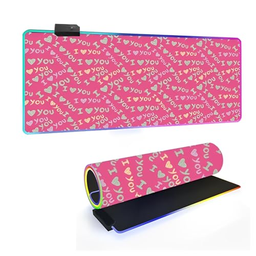 Mateju RGB Mousepad, Rosa Liebesherz Mousepad XXL/XL/L14 Beleuchtungs Modi 7 LED Farben, rutschfeste Gummibasis Mauspad, Gaming Mauspad mit Vernähte Kanten für Tastatur Computer (Rosa 3,600x300x4mm) Mateju RGB Mousepad, Rosa Liebesherz Mousepad XXL/XL/L14 Beleuchtungs Modi 7 LED Farben, rutschfeste Gummibasis Mauspad, Gaming Mauspad mit Vernähte Kanten für Tastatur Computer (Rosa 3,600x300x4mm) von Mateju
