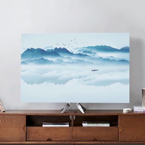 Mateju TV-Staubschutz, 32-75 Zoll TV-Abdeckung Staubschutzhülle Druck, Chinesischer Stil Hülle Bezug für Fernsehen Schutzhülle, Hängend/Desktop Universa weiche TV-Hülle (32-37 Zoll,Landschaft) von Mateju