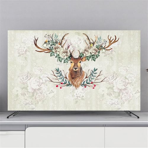 Mateju TV-Staubschutz, 32-85-Zol TV-Abdeckung Waschbar Staubschutzhülle, Hülle Bezug für Fernsehen Schutzhülle mit Botanische Kunst, Hängend/Desktop Universa Weiche TV-Hülle (55 Zoll,Elch) von Mateju