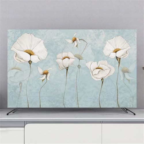 Mateju TV-Staubschutz, 32-85-Zol TV-Abdeckung Waschbar Staubschutzhülle, Hülle Bezug für Fernsehen Schutzhülle mit Botanische Kunst, Hängend/Desktop Universa Weiche TV-Hülle (55 Zoll,Narzisse) von Mateju