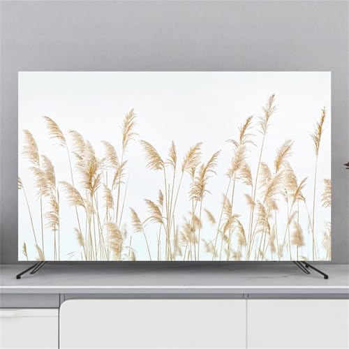 Mateju TV-Staubschutz, 32-85-Zol TV-Abdeckung Waschbar Staubschutzhülle, Hülle Bezug für Fernsehen Schutzhülle mit Botanische Kunst, Hängend/Desktop Universa Weiche TV-Hülle (55 Zoll,Schilf) von Mateju