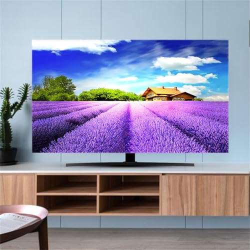 Mateju TV-Staubschutz, 32-85-Zol TV-Abdeckung Waschbar Staubschutzhülle, Hülle Bezug für Kristallsamt Künstlerische Blumen, Hängend/Desktop Universa Weiche TV-Hülle (32 Zoll,Lavendel) von Mateju