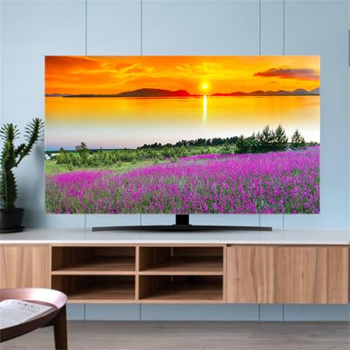 Mateju TV-Staubschutz, 32-85-Zol TV-Abdeckung Waschbar Staubschutzhülle, Hülle Bezug für Kristallsamt Künstlerische Blumen, Hängend/Desktop Universa Weiche TV-Hülle (40-43 Zoll,Sonnenuntergang) von Mateju