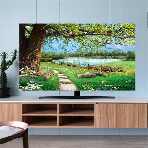 Mateju TV-Staubschutz, 32-85-Zol TV-Abdeckung Waschbar Staubschutzhülle, Hülle Bezug für Kristallsamt Künstlerische Blumen, Hängend/Desktop Universa Weiche TV-Hülle (45-48 Zoll,Garten) von Mateju