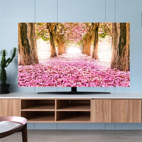 Mateju TV-Staubschutz, 32-85-Zol TV-Abdeckung Waschbar Staubschutzhülle, Hülle Bezug für Kristallsamt Künstlerische Blumen, Hängend/Desktop Universa Weiche TV-Hülle (58-60 Zoll,Kirschblüten) von Mateju