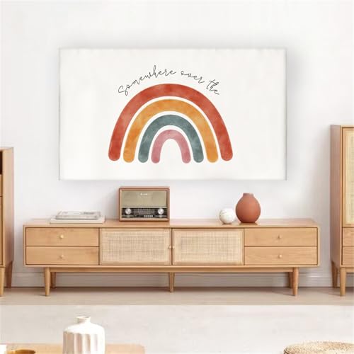Mateju TV-Staubschutz, 32-85 Zoll TV-Abdeckung Staubschutzhülle, Hülle Bezug für Fernsehen Schutzhülle mit Pflanze Druck, Hängend/Desktop Universa weiche TV-Hülle (40–45Zoll,Regenbogen) von Mateju