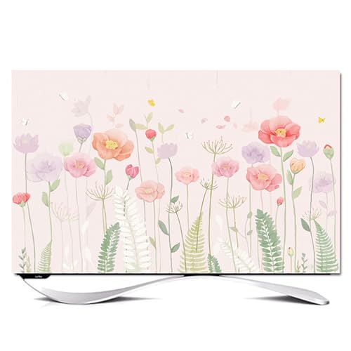 Mateju TV-Staubschutz, Erlesene Blumen 32-85-Zol TV-Abdeckung Waschbar Staubschutzhülle, Hülle Bezug für Fernsehen Schutzhülle, Hängend/Desktop Universa Weiche TV-Hülle (55 Zoll,Blumen) von Mateju