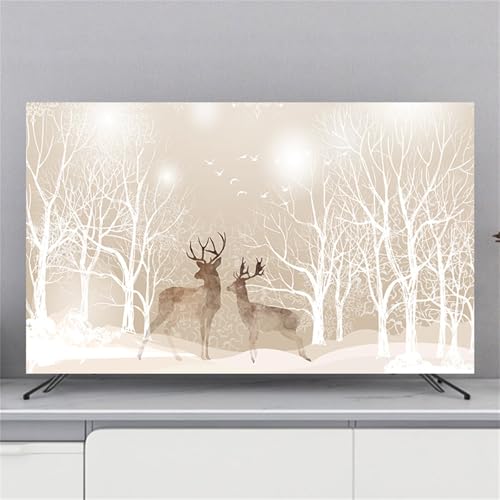 Mateju Weltlandschaft TV-Staubschutz, 32-85-Zol TV-Abdeckung Waschbar Staubschutzhülle, Hülle Bezug für Fernsehen Schutzhülle, Hängend/Desktop Universa Weiche TV-Hülle (55 Zoll,Elch) von Mateju