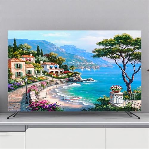Mateju Weltlandschaft TV-Staubschutz, 32-85-Zol TV-Abdeckung Waschbar Staubschutzhülle, Hülle Bezug für Fernsehen Schutzhülle, Hängend/Desktop Universa Weiche TV-Hülle (85 Zoll,Meer) von Mateju