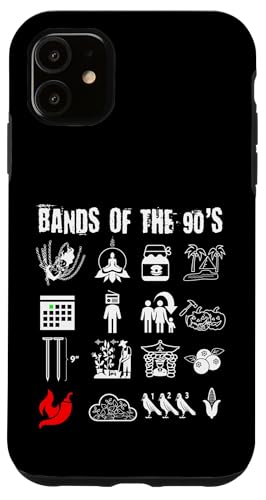 Lustige nerdige, ikonische Alternative Rock Bands der 90er, White Hülle für iPhone 11 von MathWare