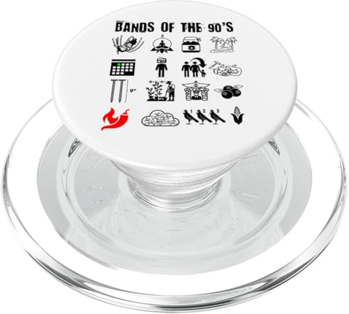 Lustige nerdige ikonische Alternative Rock Bands der 90er Black PopSockets PopGrip für MagSafe Lustige nerdige ikonische Alternative Rock Bands der 90er Black PopSockets PopGrip für MagSafe von MathWare