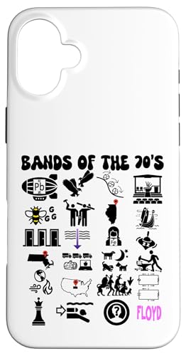 Lustige nerdige ikonische Pop-Rock-Bands der 70er Jahre Schwarz Hülle für iPhone 16 Plus Lustige nerdige ikonische Pop-Rock-Bands der 70er Jahre Schwarz Hülle für iPhone 16 Plus von MathWare